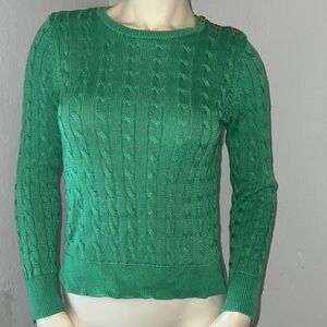 Lauren Ralph Lauren Emerald Green Cable Knit Sweater. Size Small